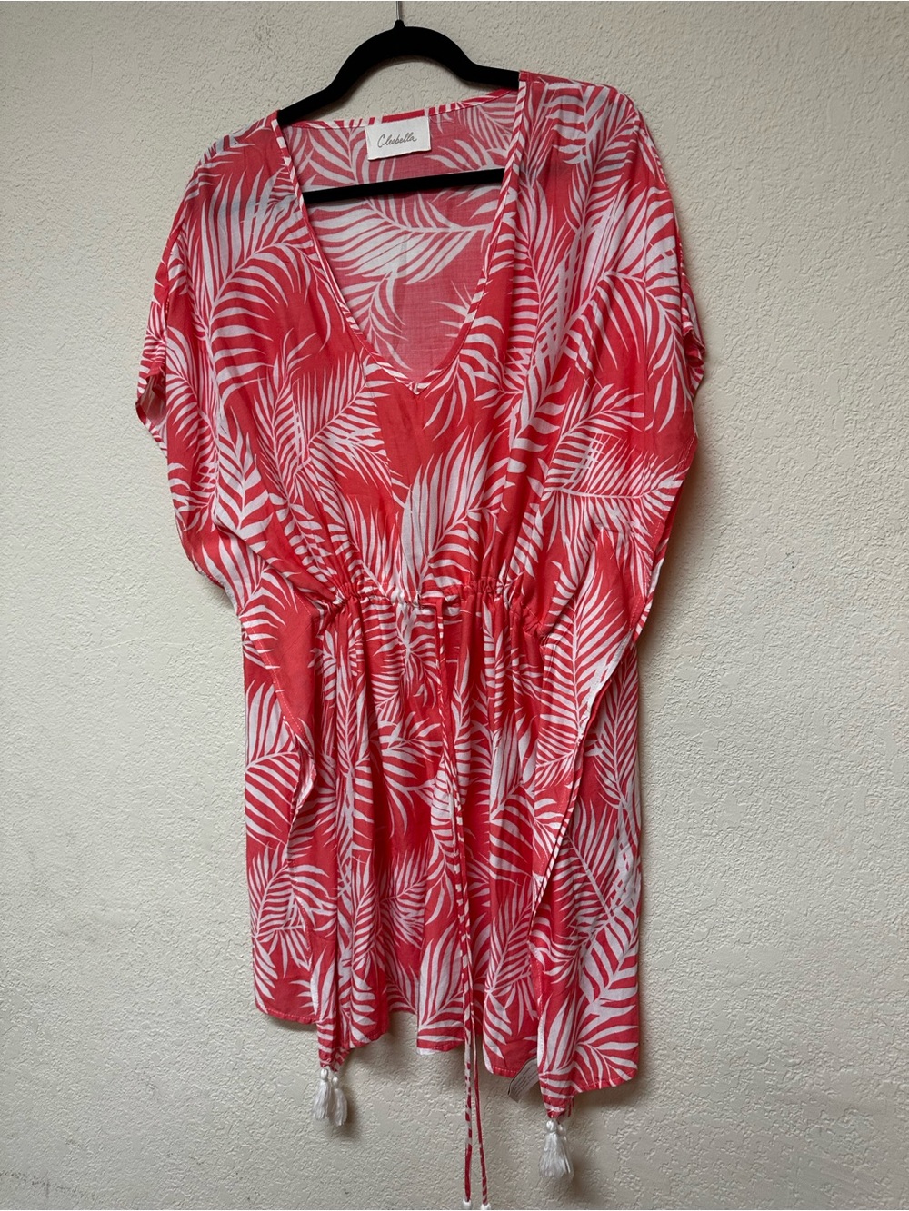 Cleobella Swim Coverup Dreamy Sun-set Kaftan One Size Tropical Coral Palm OS - Picture 3 of 4